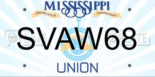SVAW68 Mississippi License Plate
