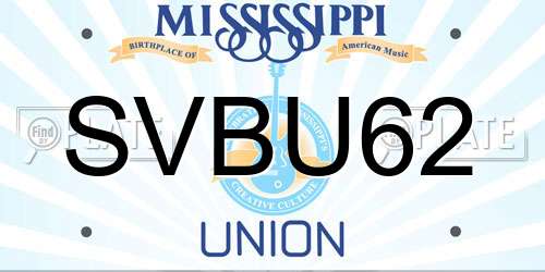 SVBU62 Mississippi License Plate