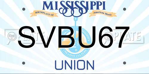 SVBU67 Mississippi License Plate