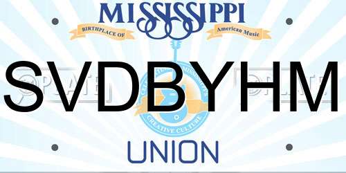 SVDBYHM Mississippi License Plate