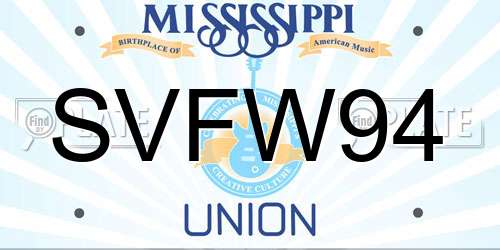 SVFW94 Mississippi License Plate