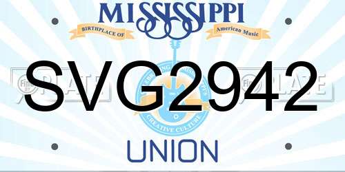 SVG2942 Mississippi License Plate