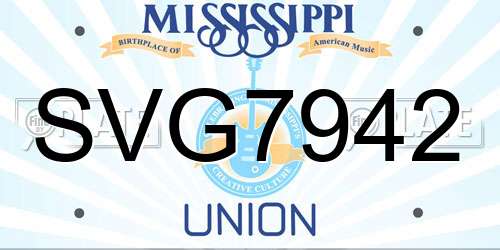 SVG7942 Mississippi License Plate