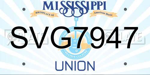 SVG7947 Mississippi License Plate