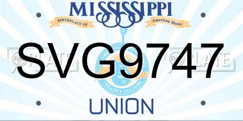 SVG9747 Mississippi License Plate