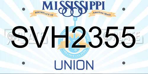SVH2355 Mississippi License Plate