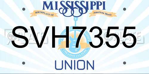 SVH7355 Mississippi License Plate