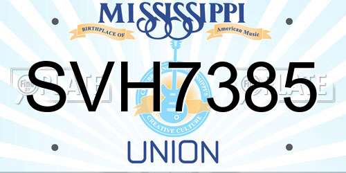 SVH7385 Mississippi License Plate