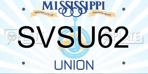 SVSU62 Mississippi License Plate