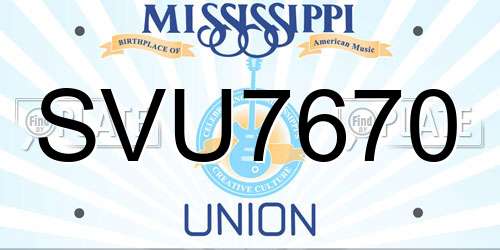 SVU7670 Mississippi License Plate
