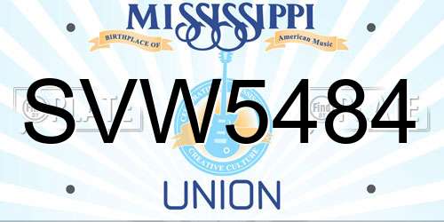 SVW5484 Mississippi License Plate