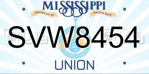 SVW8454 Mississippi License Plate