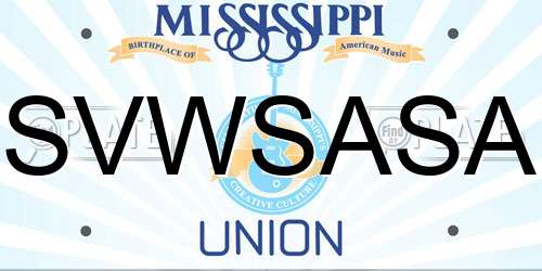 SVWSASA Mississippi License Plate