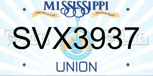 SVX3937 Mississippi License Plate