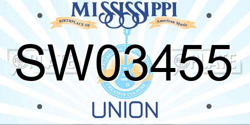 SW03455 Mississippi License Plate