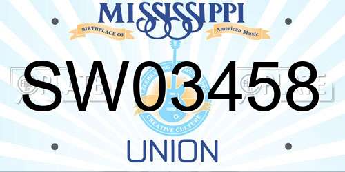 SW03458 Mississippi License Plate