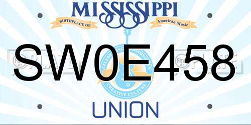 SW0E458 Mississippi License Plate