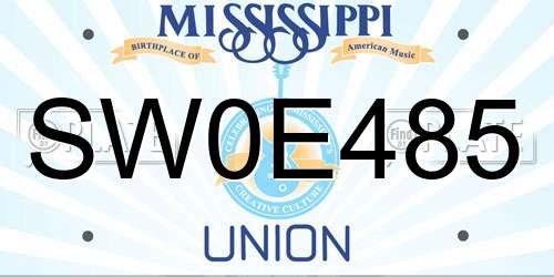 SW0E485 Mississippi License Plate