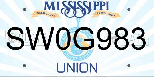 SW0G983 Mississippi License Plate