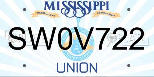 SW0V722 Mississippi License Plate