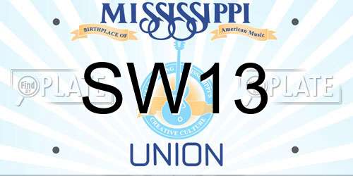 SW13 Mississippi License Plate