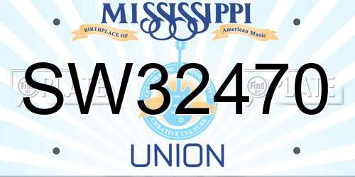 SW32470 Mississippi License Plate