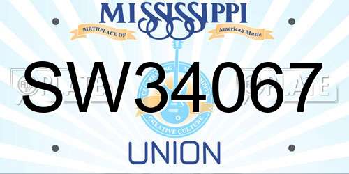 SW34067 Mississippi License Plate