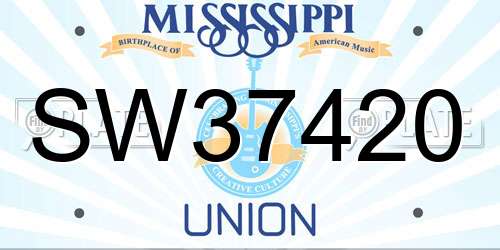 SW37420 Mississippi License Plate