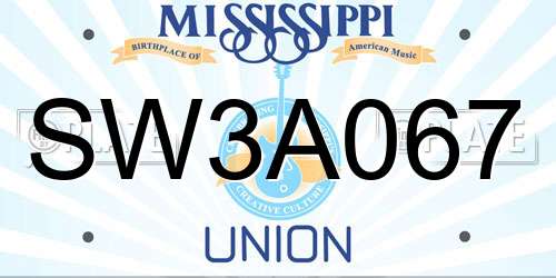 SW3A067 Mississippi License Plate