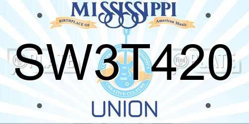 SW3T420 Mississippi License Plate