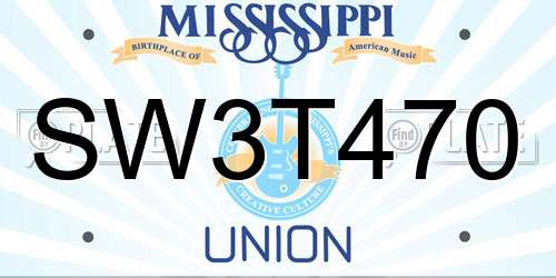 SW3T470 Mississippi License Plate