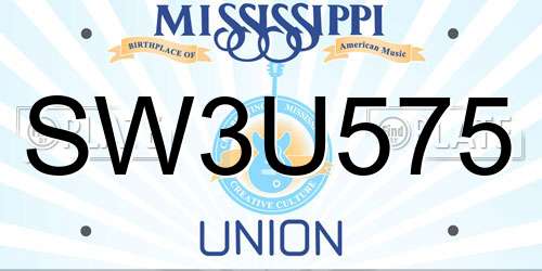 SW3U575 Mississippi License Plate