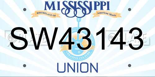 SW43143 Mississippi License Plate