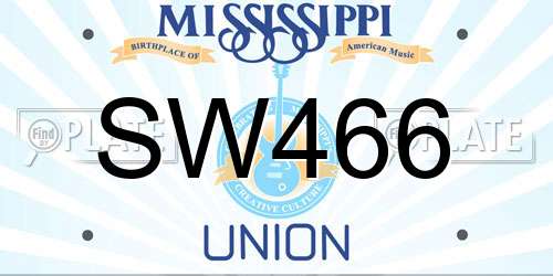 SW466 Mississippi License Plate