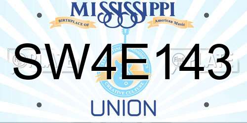 SW4E143 Mississippi License Plate