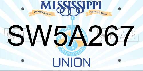 SW5A267 Mississippi License Plate