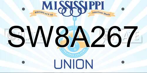 SW8A267 Mississippi License Plate