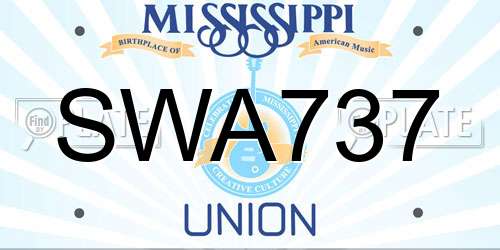 SWA737 Mississippi License Plate