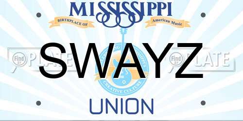 SWAYZ Mississippi License Plate