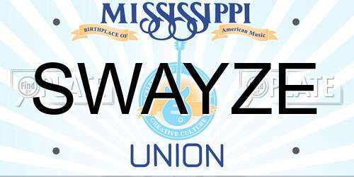 SWAYZE Mississippi License Plate
