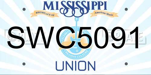 SWC5091 Mississippi License Plate
