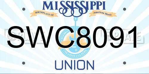 SWC8091 Mississippi License Plate
