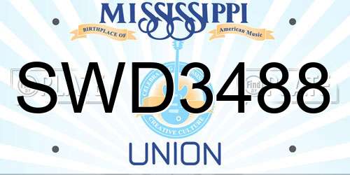 SWD3488 Mississippi License Plate