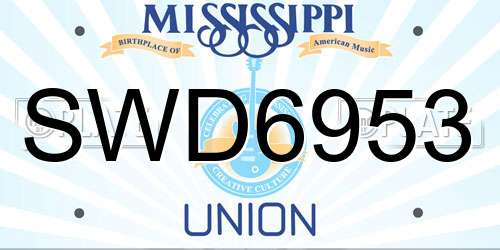 SWD6953 Mississippi License Plate