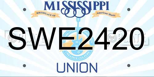 SWE2420 Mississippi License Plate