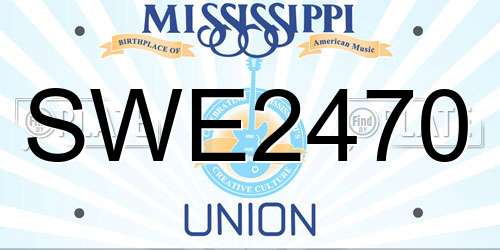 SWE2470 Mississippi License Plate