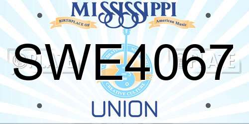 SWE4067 Mississippi License Plate