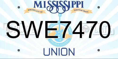 SWE7470 Mississippi License Plate