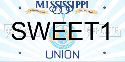 SWEET1 Mississippi License Plate