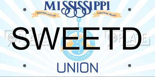 SWEETD Mississippi License Plate